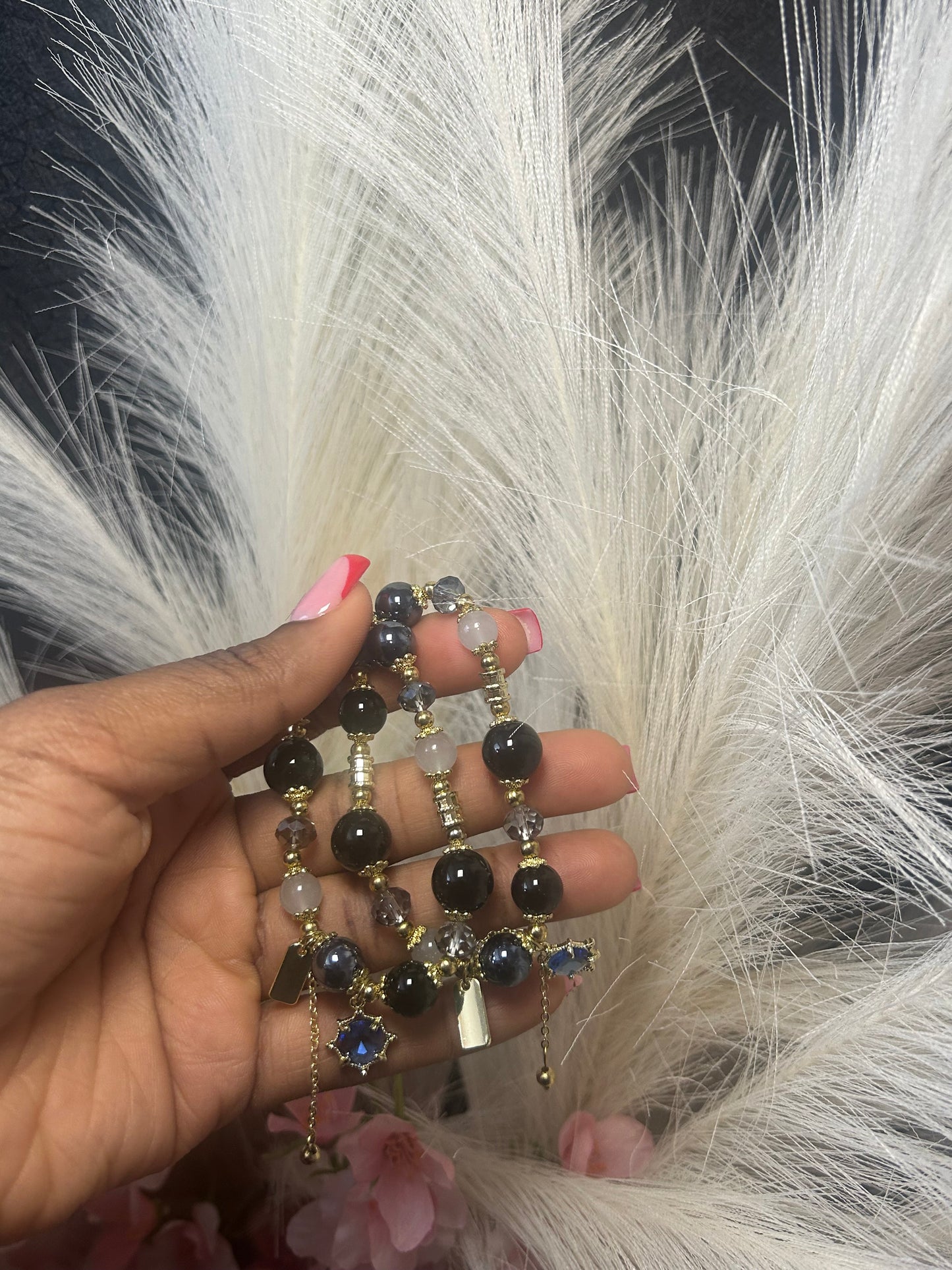 Navy Blue Beaded Set