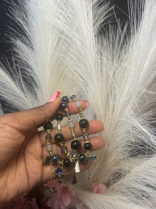 Navy Blue Beaded Set